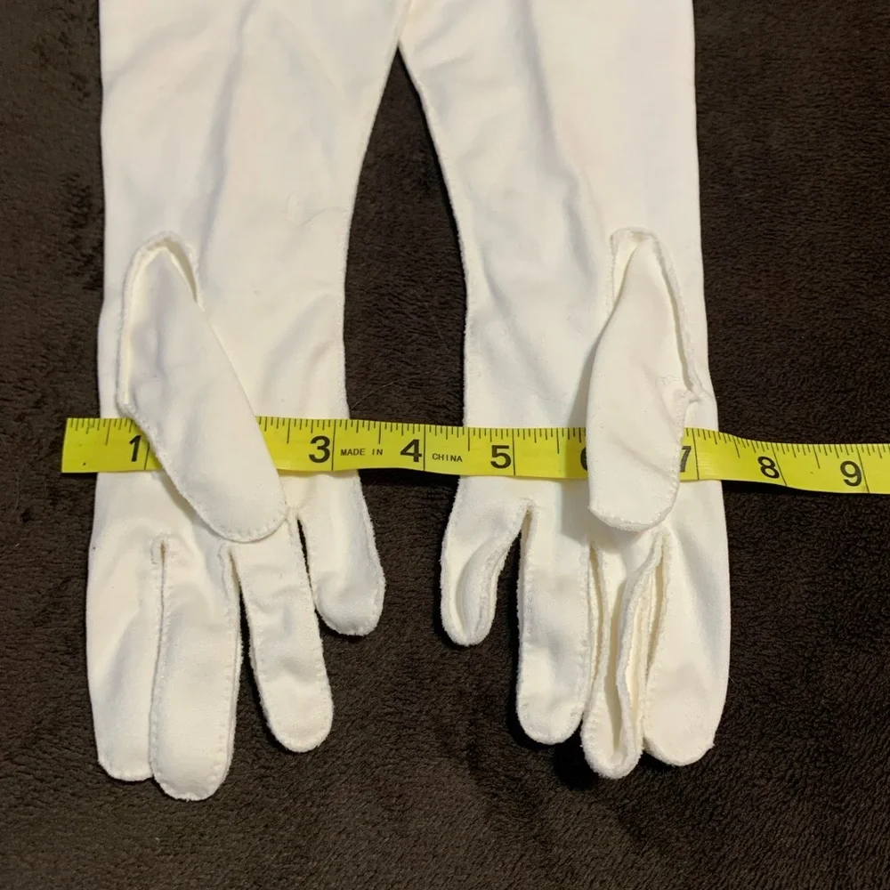 ELVETTE by Dawnelle Vintage white woven cotton mid length gloves GUC size 6